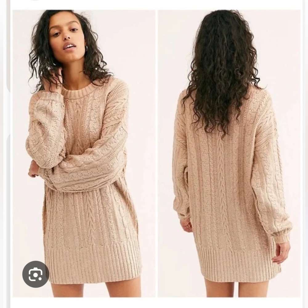 Vintage Free People Cream Sweater Dress